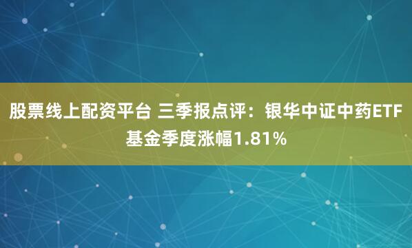 股票线上配资平台 三季报点评：银华中证中药ETF基金季度涨幅1.81%